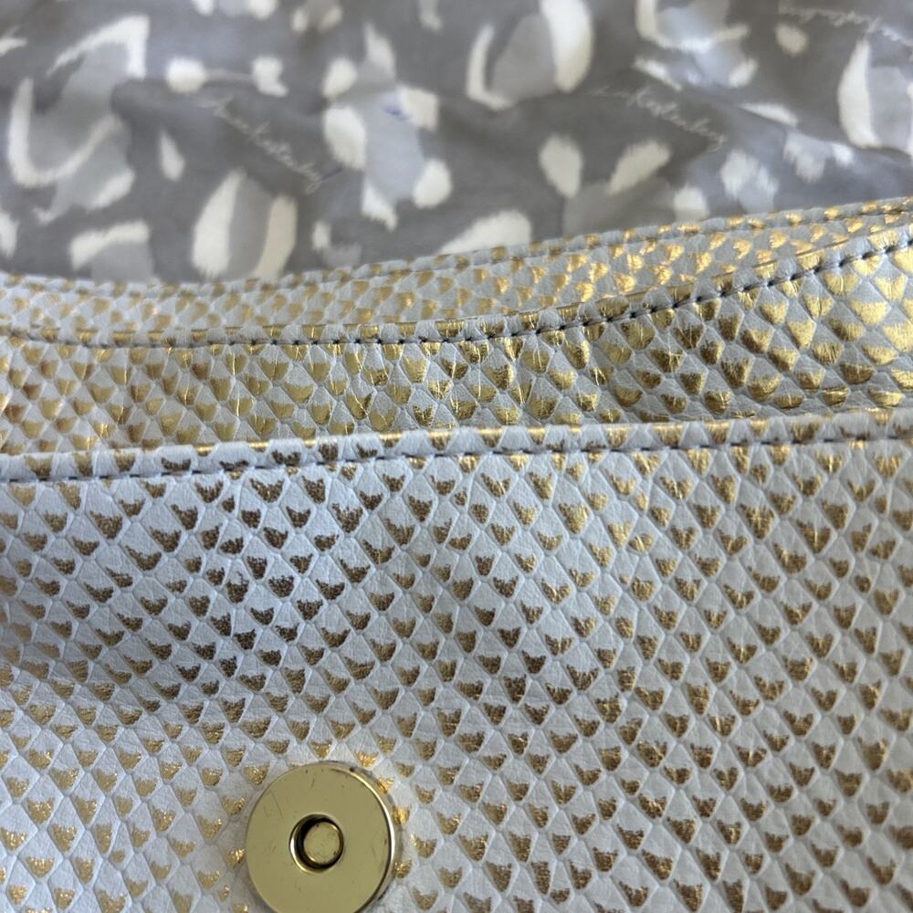 Aimee Kestenberg All For Love Leather Cream & Gold Python Crossbody Bottom Studs - Picture 4 of 12